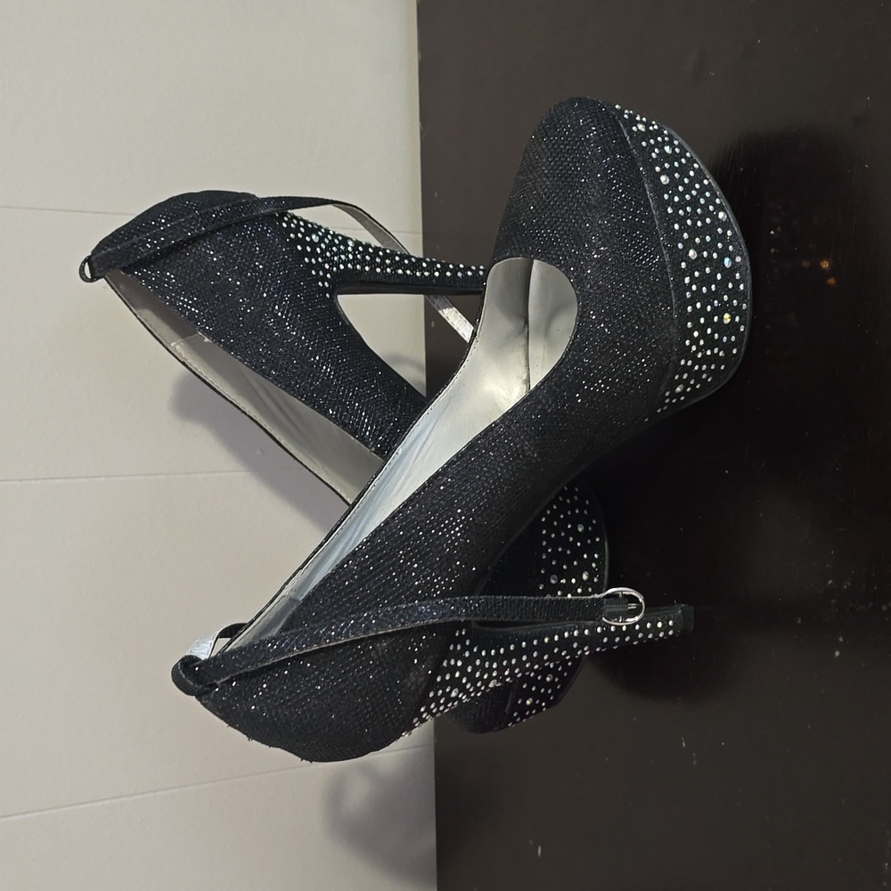Black glitter sequin heels size 10